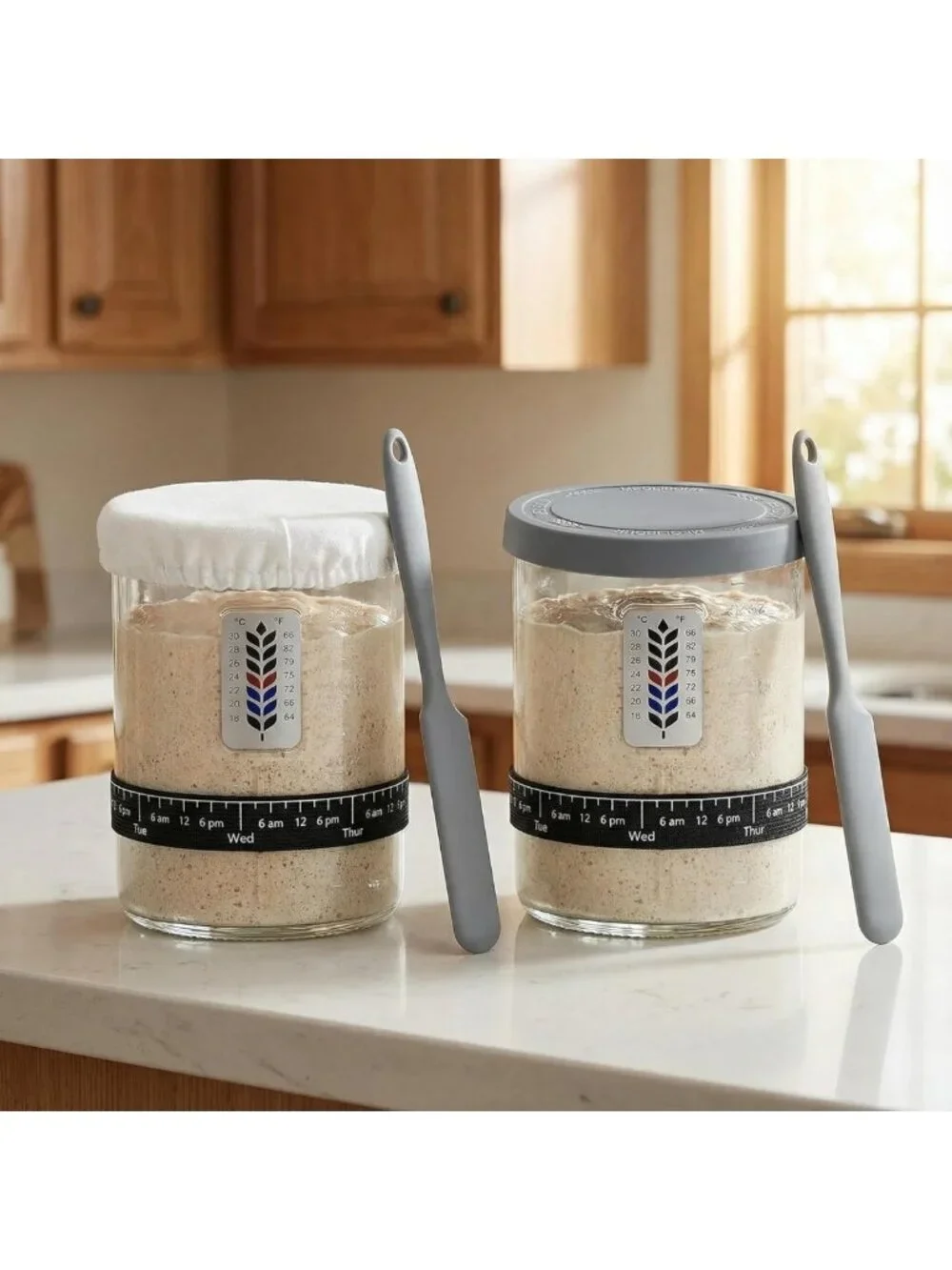 2 Pack Large Sourdough Starter Jar Kit - 40oz Glass Containers with Accessories